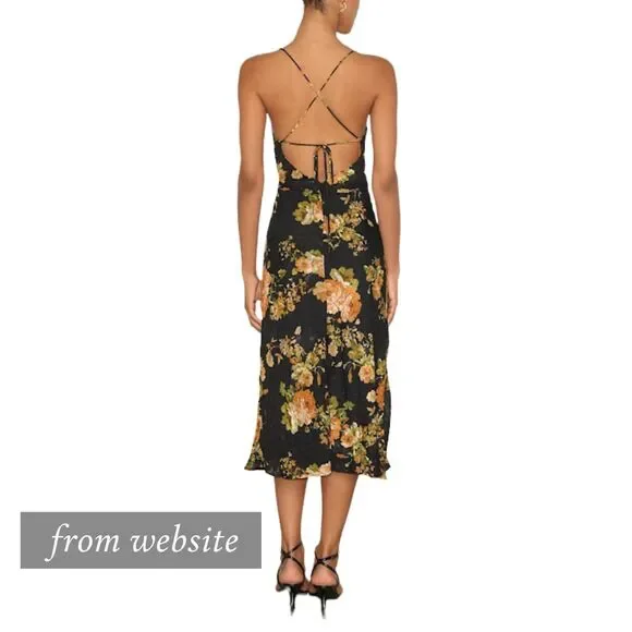 NWT Lulus Dress Black Floral Petal Prowess Lace-Up Slip Fairycore Whimsigoth S - Picture 8 of 10